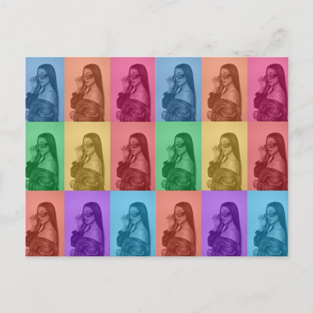 Postal Festiva Colorido retro arte pop moderno Personalizado cuad (Anverso)