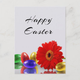 Postal Festiva Coloridos huevos felices de Pascua con feriado de