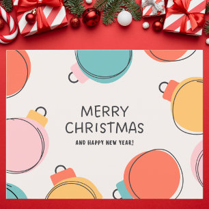 Postal Festiva Coloridos Navidades de ornamentos Minimalistas