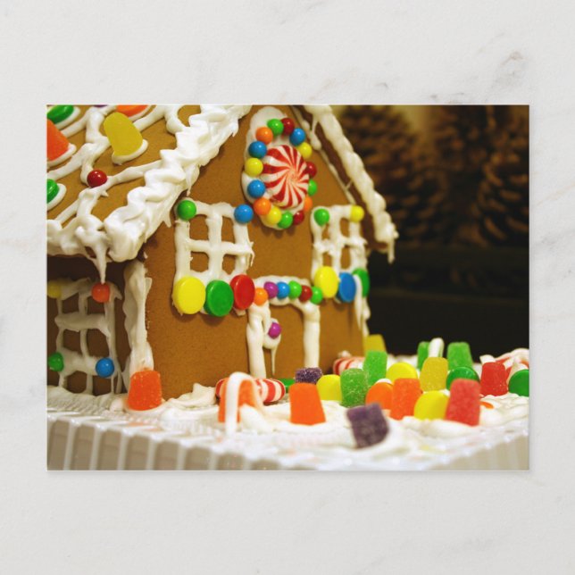 Postal Festiva Coloridos Navidades Gingerbread House (Anverso)