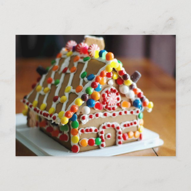 Postal Festiva Coloridos Navidades Gingerbread House (Anverso)