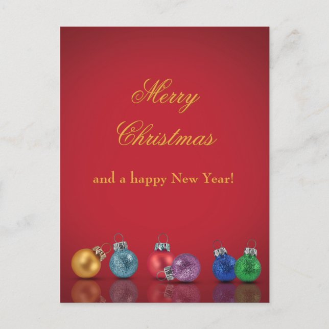 Postal Festiva Coloridos Navidades Purpurina Ornaments Holiday Po (Anverso)