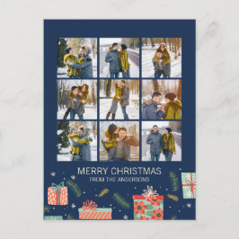 Postal Festiva Coloridos Navidades retro caja de regalo 9 foto