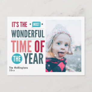 Postal Festiva Coloridos Navidades retro citan foto