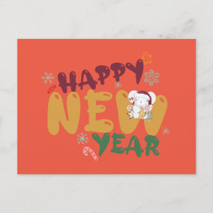 Postal Festiva Coloridos y bonitos deseos de feliz año nuevo