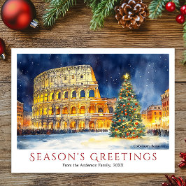 Postal Festiva Colosseo acuático Roma Italia Navidades de viaje