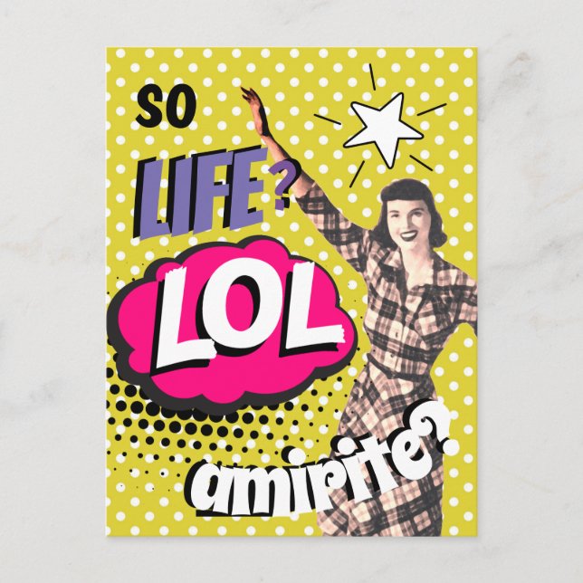 Postal Festiva Comic Book Pop Art Retro Lady Funny (Anverso)