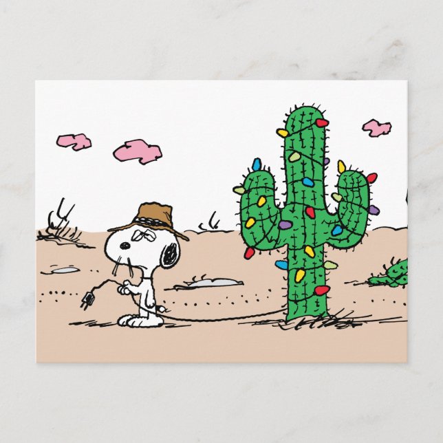 Postal Festiva Cómics Peanuts | Spike decora para las fiestas (Anverso)