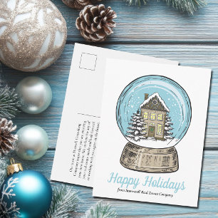 Postal Festiva Compañía de bienes raíces adorable globo de nieve 