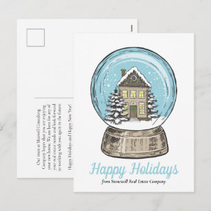 Postal Festiva Compañía de bienes raíces adorable globo de nieve