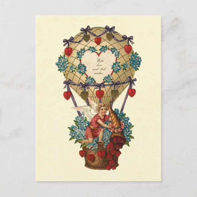Postal Festiva Con amor y mejores deseos Valentine (Anverso)