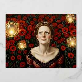 Postal Festiva Con Relieve Metalizado 18th Century Light Orb -