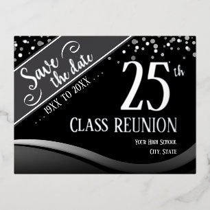 Postal Festiva Con Relieve Metalizado 25ª Clase Reunión Elegante negro