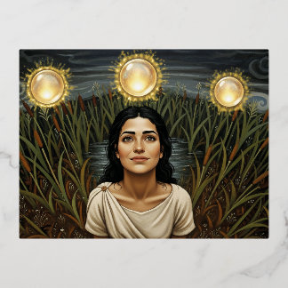 Postal Festiva Con Relieve Metalizado 6th Century Light Orb