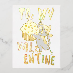 Postal Festiva Con Relieve Metalizado A mi San Valentín