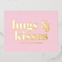 Abrazos y besos tipografía en negrita rosa blanca 