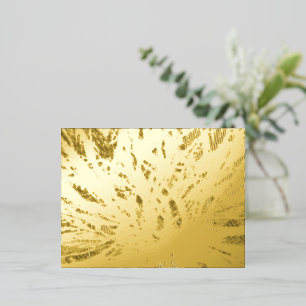 Postal Festiva Con Relieve Metalizado Abstract Gold Butterfly Pattern