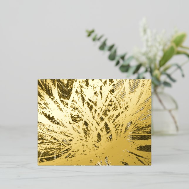 Postal Festiva Con Relieve Metalizado Abstract Gold Butterfly Pattern (Anverso de pie)