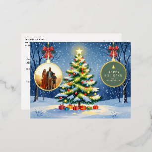 Postal Festiva Con Relieve Metalizado Adorno de bola de árbol de Navidad moderno persona