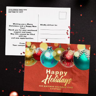 Postal Festiva Con Relieve Metalizado Adornos de oro rojo Cliente corporativo de vacacio