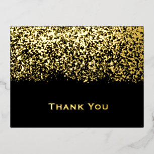 Postal Festiva Con Relieve Metalizado Agradecimiento de Boda con Hojas de Oro y Negro