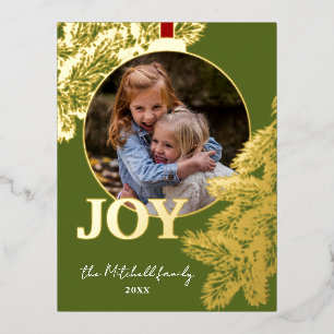 Postal Festiva Con Relieve Metalizado Agujas de pino clásicas personalizadas doradas