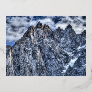 Postal Festiva Con Relieve Metalizado Alpes franceses Chamonix Vista