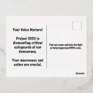 Postal Festiva Con Relieve Metalizado Alto al proyecto 2025 - Defender la democracia - V