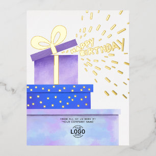 Postal Festiva Con Relieve Metalizado Añadir logotipo Divertido Purple Blue Gifts Busine