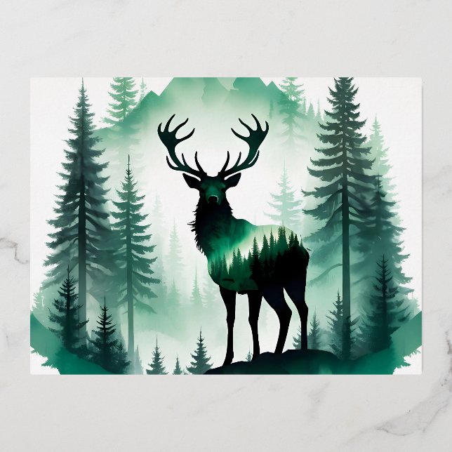 Postal Festiva Con Relieve Metalizado Animales Elk Wildlife Animal Nature Environment Fo (Anverso)