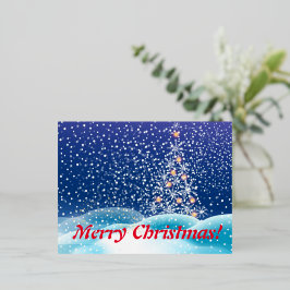 Postal Festiva Con Relieve Metalizado Árbol de Año Nuevo, feliz Navidad