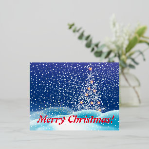 Postal Festiva Con Relieve Metalizado Árbol de Año Nuevo, feliz Navidad