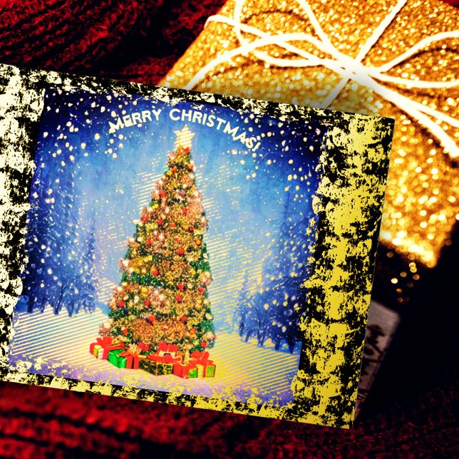 Postal Festiva Con Relieve Metalizado Árbol de Navidad brillante (Subido por el creador)