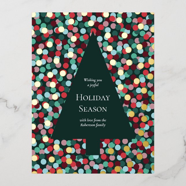 Postal Festiva Con Relieve Metalizado Árbol de Navidad de Relieve metalizado dorado con  (Anverso)