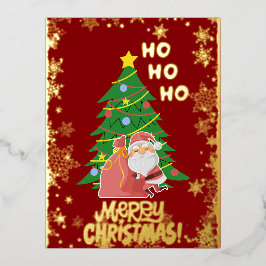 Postal Festiva Con Relieve Metalizado árbol de Navidad | Santa | Oro de personalizable