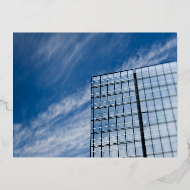 Postal Festiva Con Relieve Metalizado Arquitectura moderna de desplazamiento inclinado (Anverso)