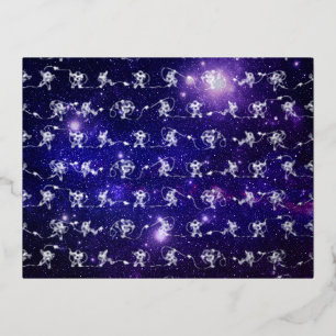 Postal Festiva Con Relieve Metalizado Astronauta