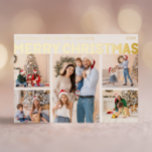 Postal Festiva Con Relieve Metalizado Audaz foto moderna de cinco fotos Feliz Navidad Go<br><div class="desc">Envíe cálidos deseos esta temporada navideña con esta original y tierna y audaz foto moderna de cinco fotos Feliz Navidad Relieve metalizado de vacaciones. Su diseño, sencillo y minimalista, presenta elementos inspirados en el boho en el Relieve metalizado dorado. Celebrando el espíritu festivo de diciembre, este diseño le aporta un...</div>