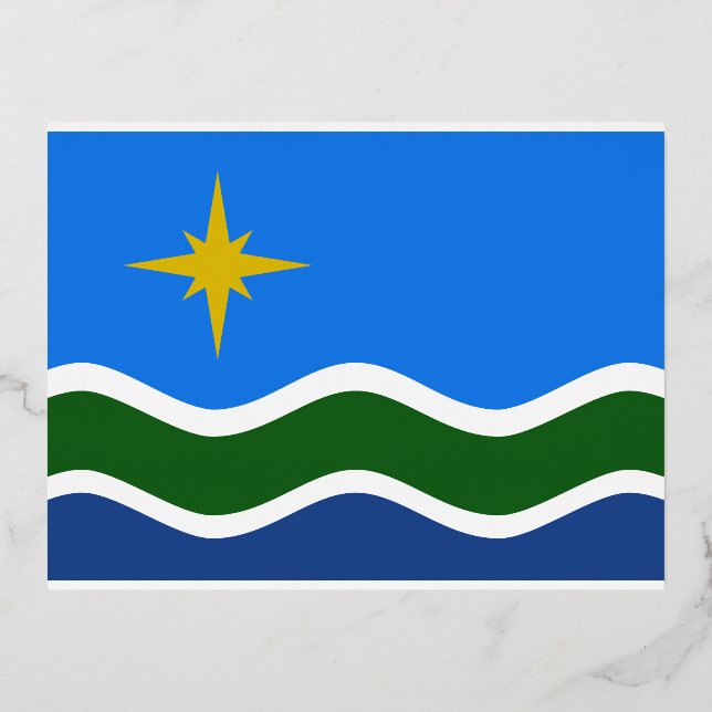 Postal Festiva Con Relieve Metalizado Bandera de Duluth, Minnesota (Anverso)