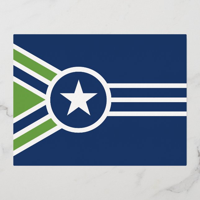 Postal Festiva Con Relieve Metalizado Bandera de Jackson, Tennessee (Anverso)