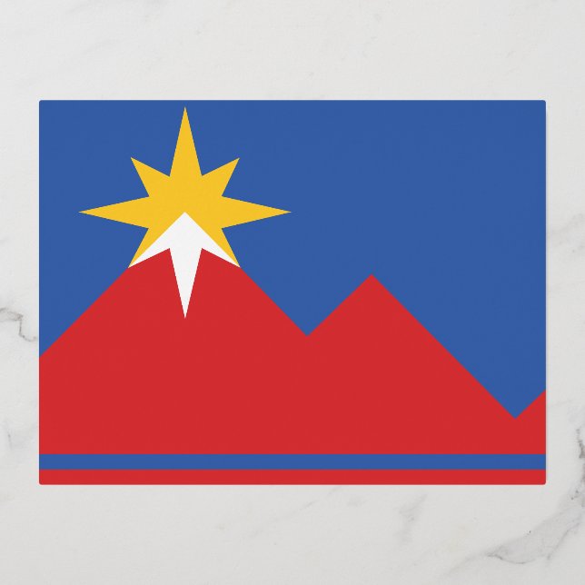 Postal Festiva Con Relieve Metalizado Bandera de Pocatello, Idaho (Anverso)
