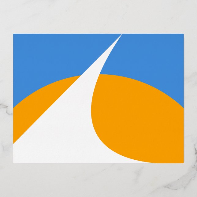 Postal Festiva Con Relieve Metalizado Bandera de Redding, California (Anverso)