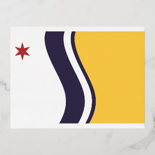 Postal Festiva Con Relieve Metalizado Bandera de South Bend, Indiana