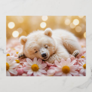 Postal Festiva Con Relieve Metalizado Bear Animal Fun Ministra Fantastica Surreal Teddy