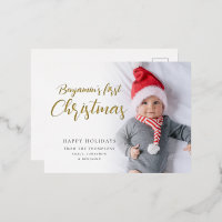 Bebé First Christmas Caligraphy Photo Luxury Real