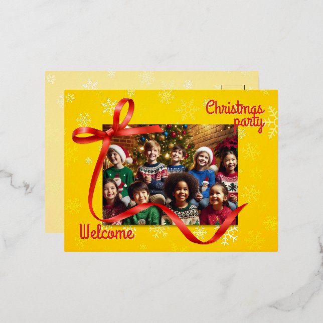 Postal Festiva Con Relieve Metalizado Bienvenida de las navidades (Anverso/Reverso)