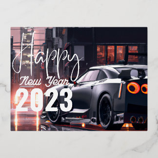 POSTAL FESTIVA CON RELIEVE METALIZADO BIENVENIDOS 2023 - FELIZ DISEÑO DE AÑO NUEVO 2023