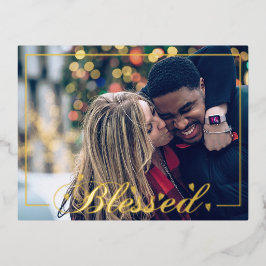 Postal Festiva Con Relieve Metalizado Blessed Script con Heart Accents Foto