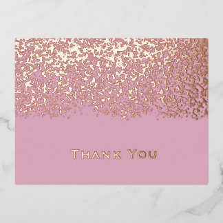 Postal Festiva Con Relieve Metalizado Blush Rose Gold Foil Agradecimiento de Boda