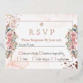 Postal Festiva Con Relieve Metalizado Boda moderno de Relieve metalizado de oro de rosa 